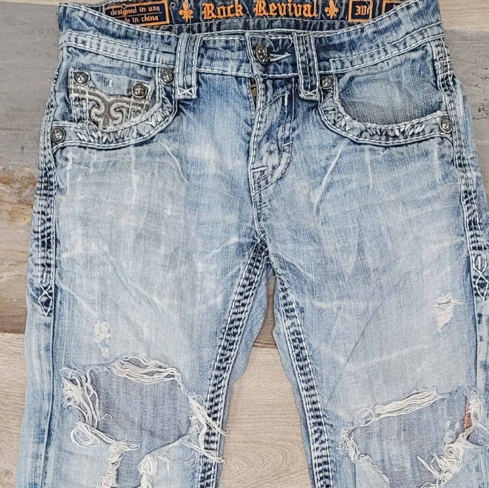 Rock Revival Aubin Slim Boot Destroyed Jeans 30